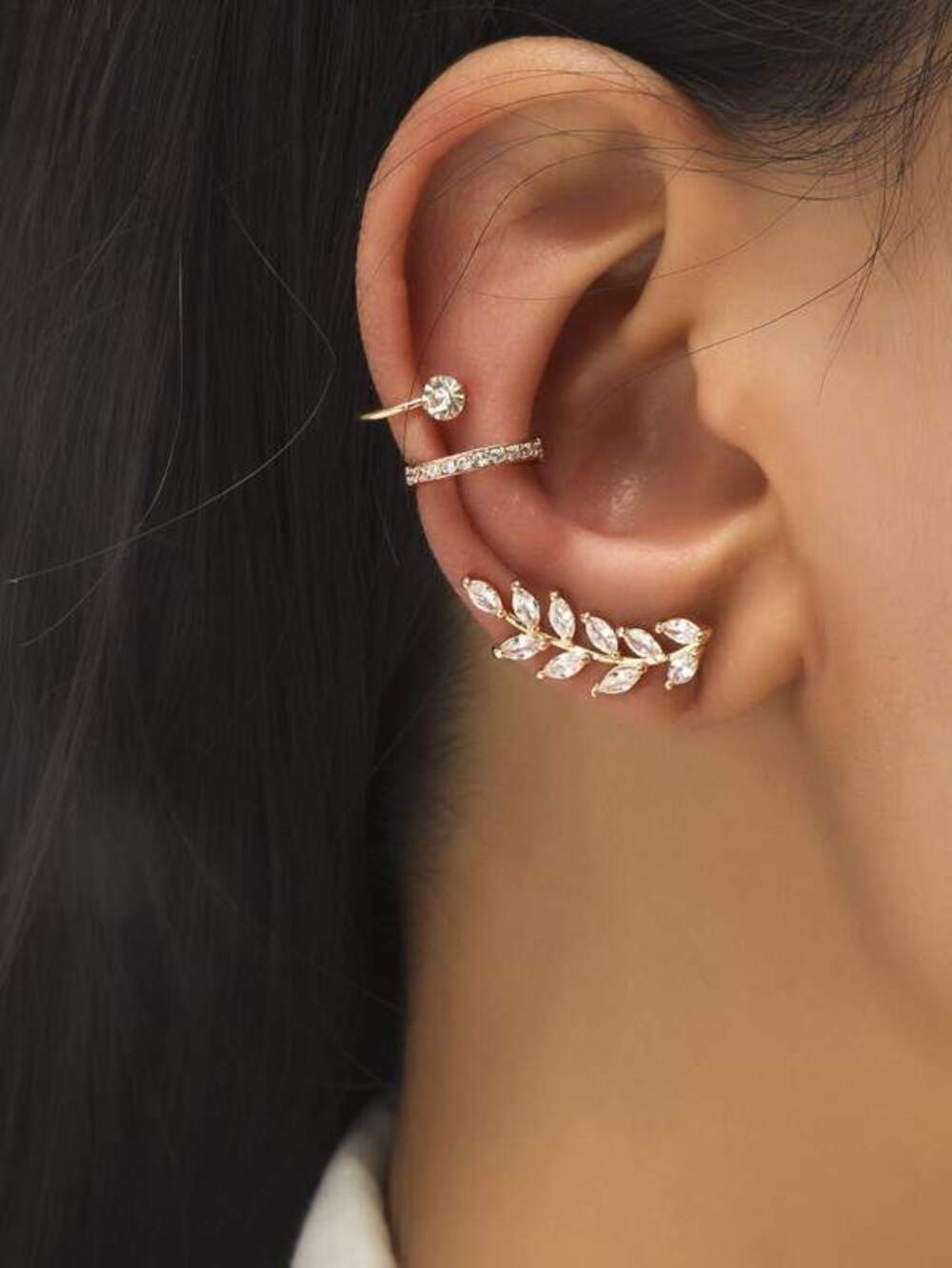 3pcs Fashionable Simple Design Micro Inlaid Rhinestone & Cubic Zirco